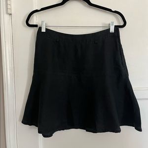 H&M 100% Linen Black Waisted Mini Skirt